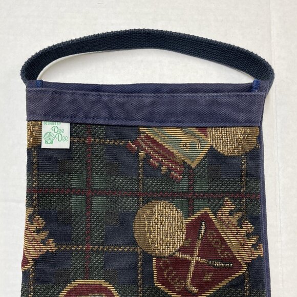 Vintage Dee Dee Design Golf Accessor Bag‎ Blue Plaid Tapestry Two Sided - Picture 3 of 12